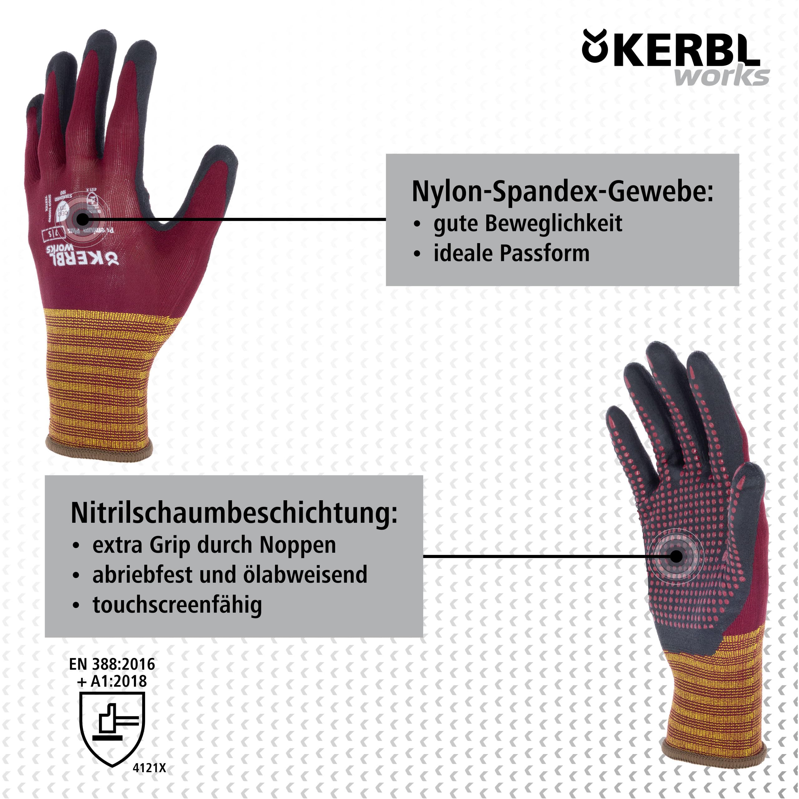KERBL works Premium Plus Arbeitshandschuhe 8/M Nitril Noppen