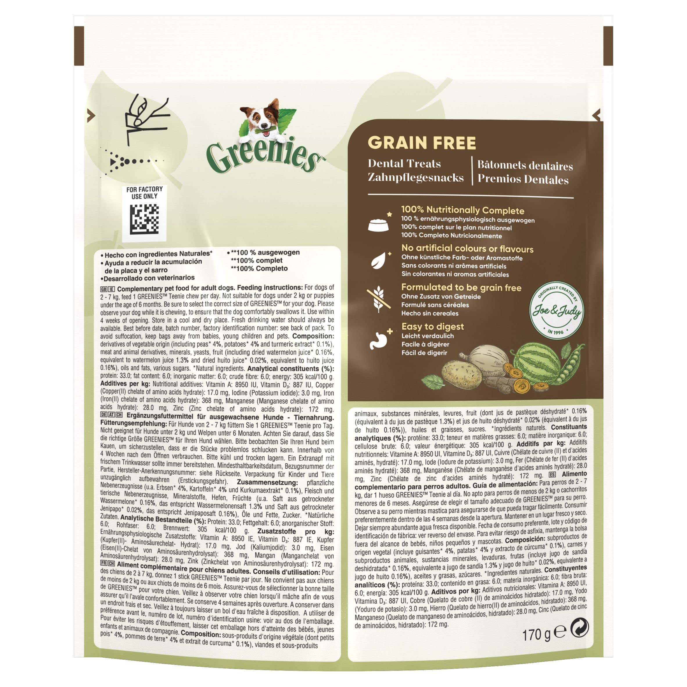 Greenies Dog Dental Treats Grain Free Teenie 2x170 g