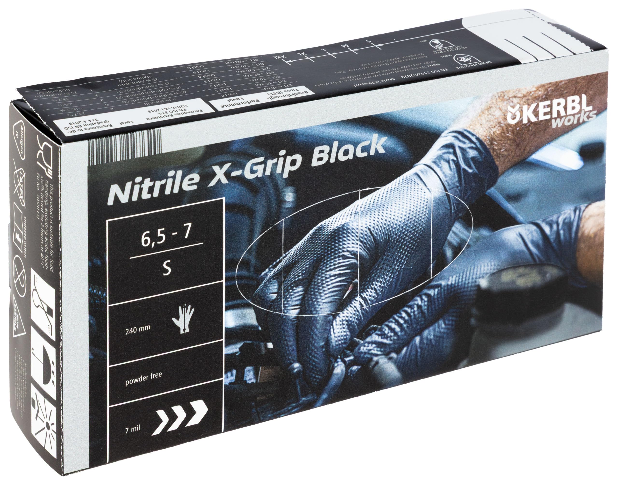KERBL works X-Grip Black Einweghandschuhe Gr. S