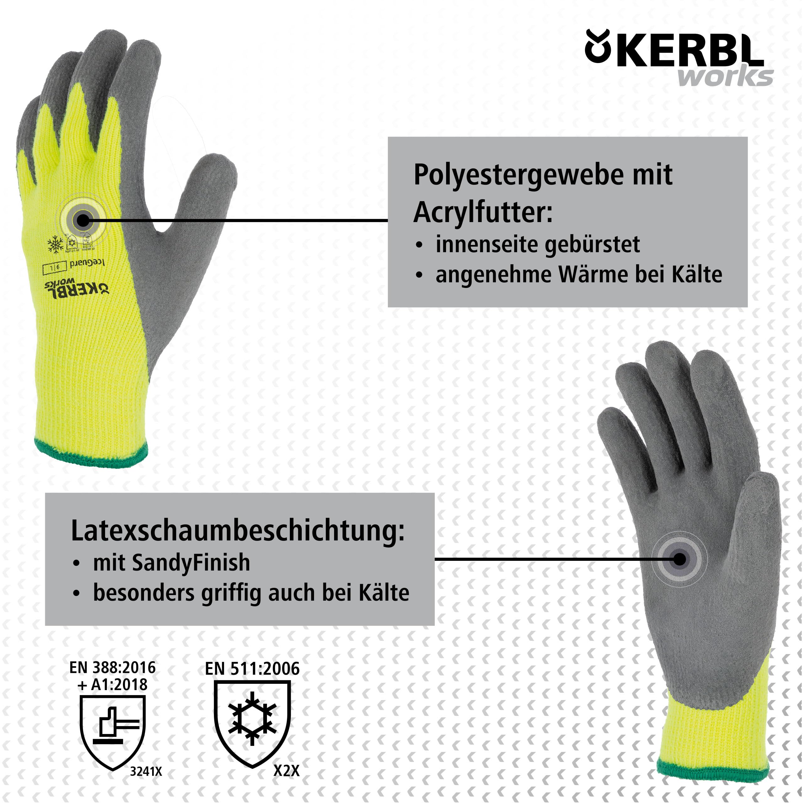 KERBL works Keron IceGuard Winterhandschuh 10/XL gelb