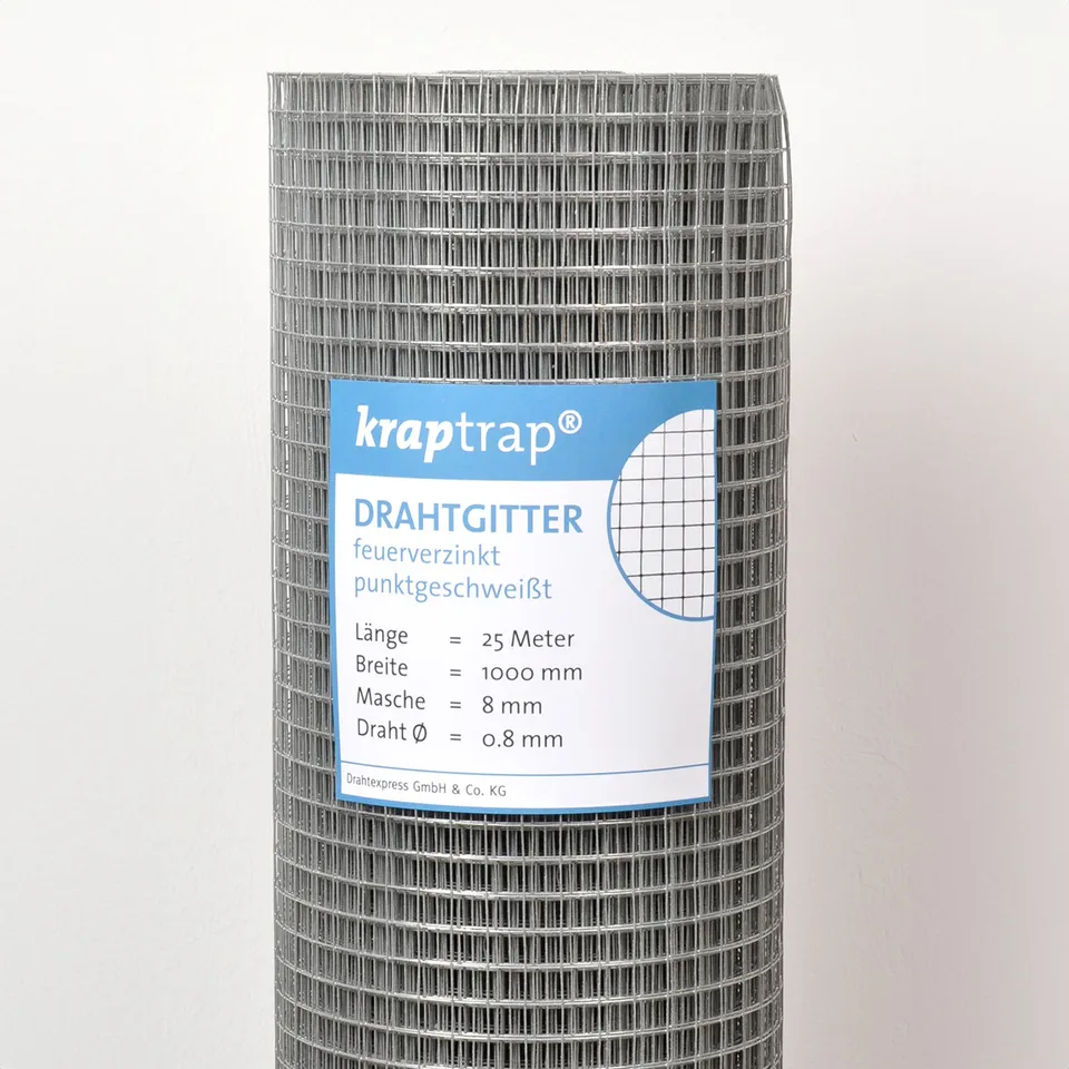 KrapTrap Volierendraht Drahtgitter 8x8 mm 25m Mäusegitter