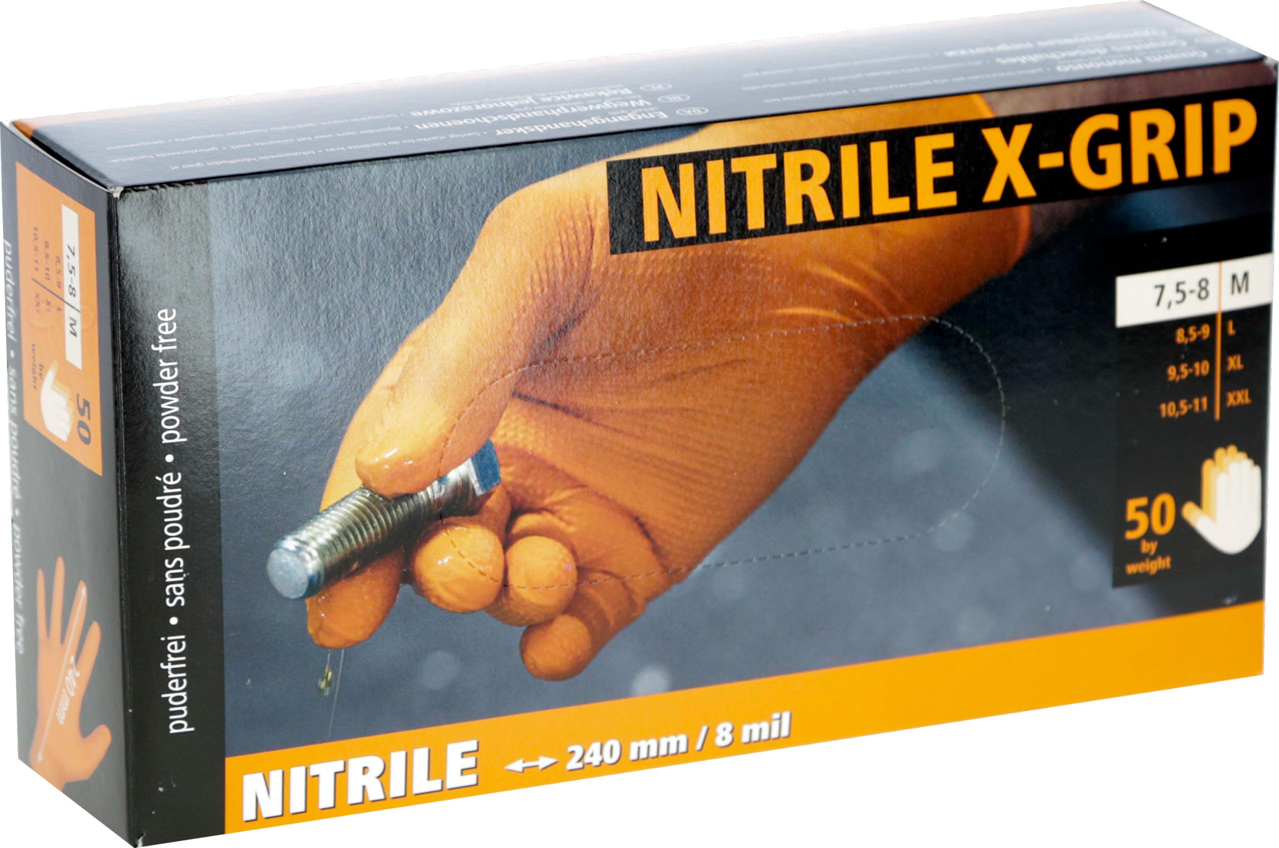 KERBL works X-Grip Einmalhandschuhe Orange 50 Stück Nitril