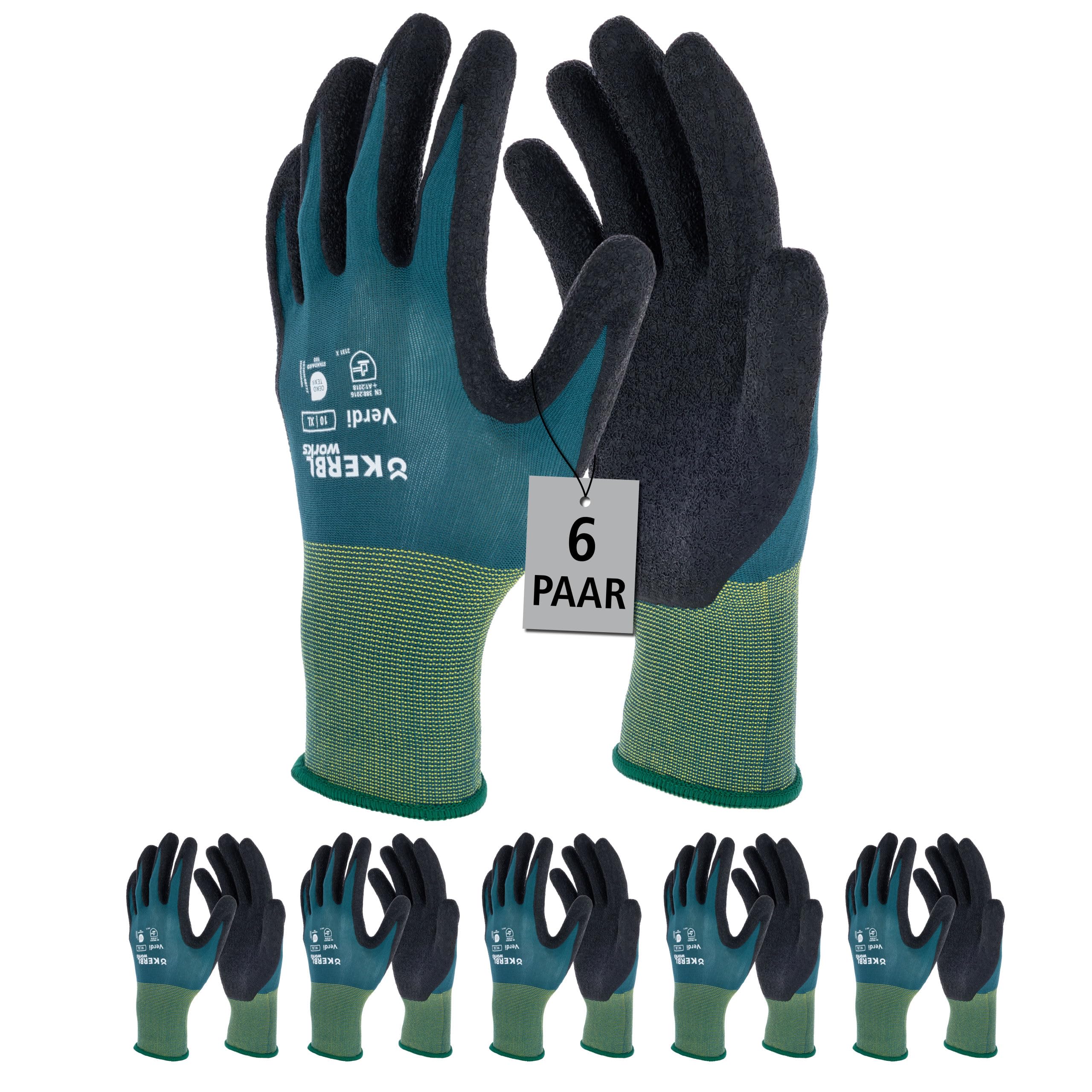 KERBL works Verdi Latexhandschuh Gr. 9/L Crinkle-Finish