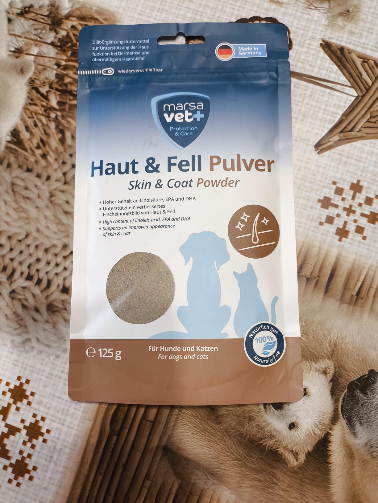 Marsavet Pulver Haut & Fell 125 g Hund Katze Bierhefe