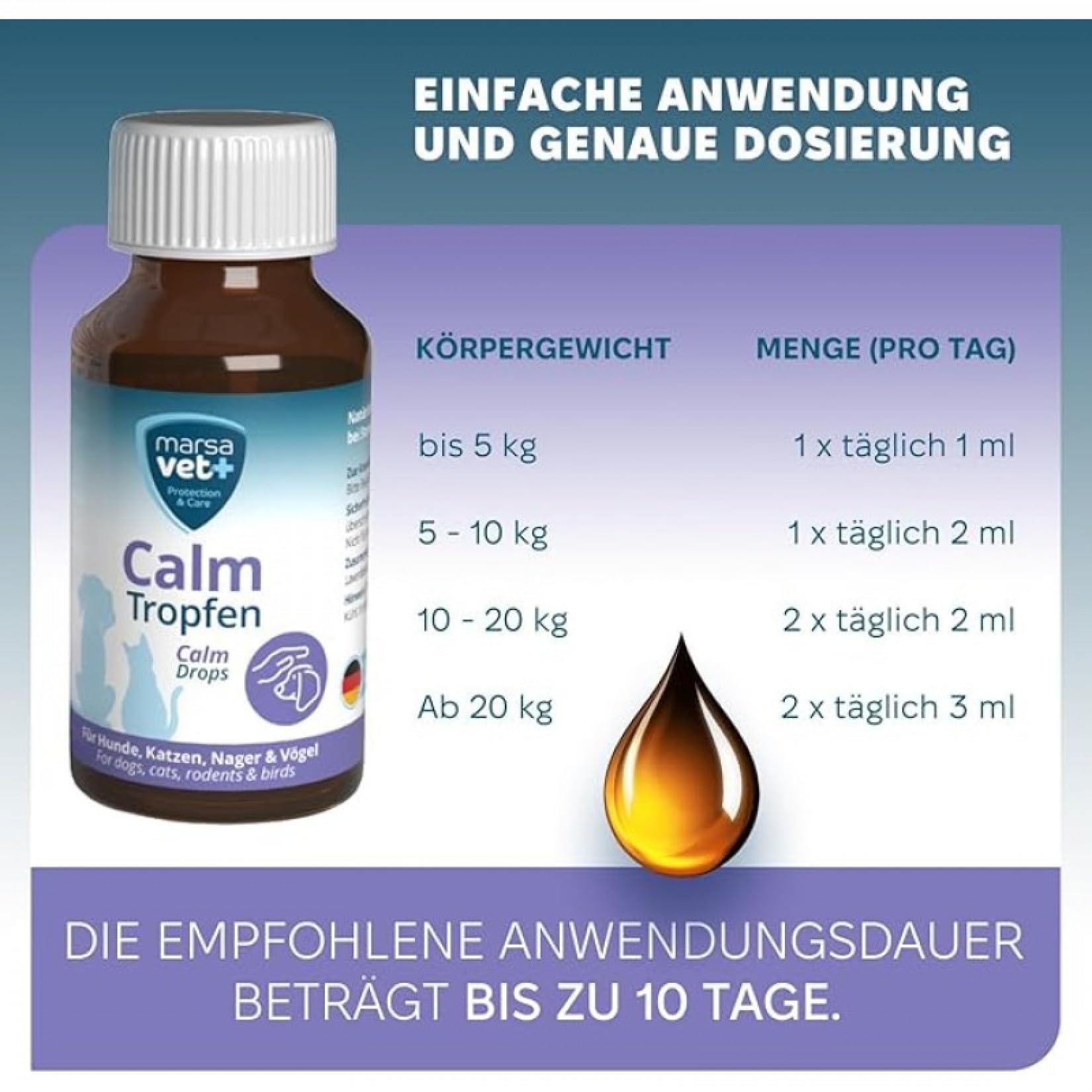 Marsavet Calm Tropfen 100 ml Beruhigung Hund Katze Lavendel
