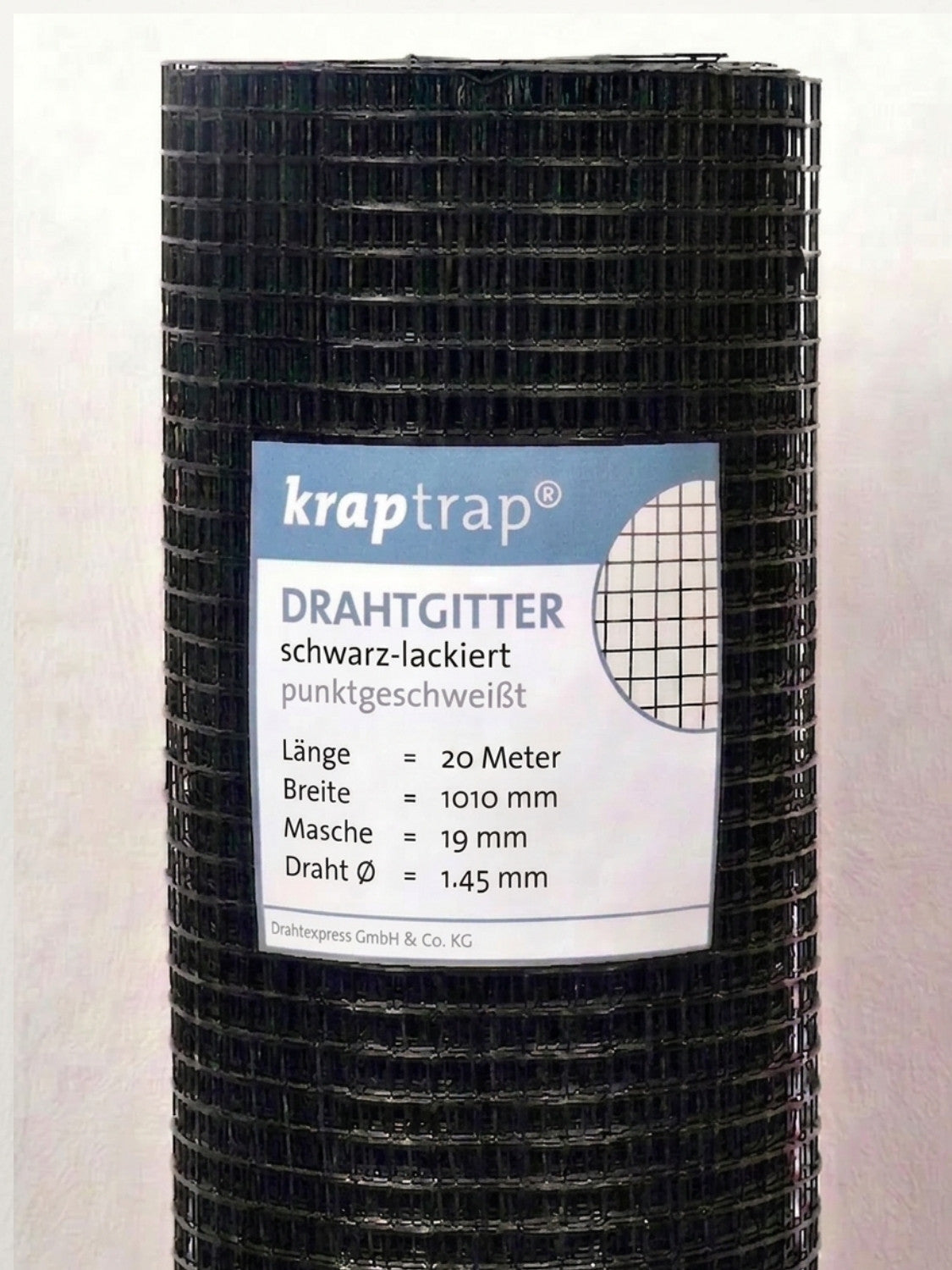 KrapTrap Volierendraht Drahtgitter 19x19 mm 20m schwarz