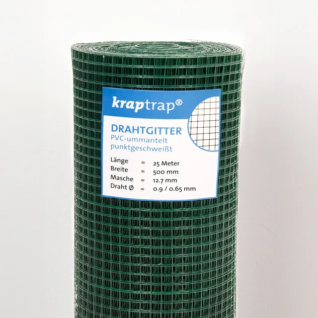 KrapTrap Volierendraht Drahtgitter 12,7mm 25m grün Wühlmausgitter