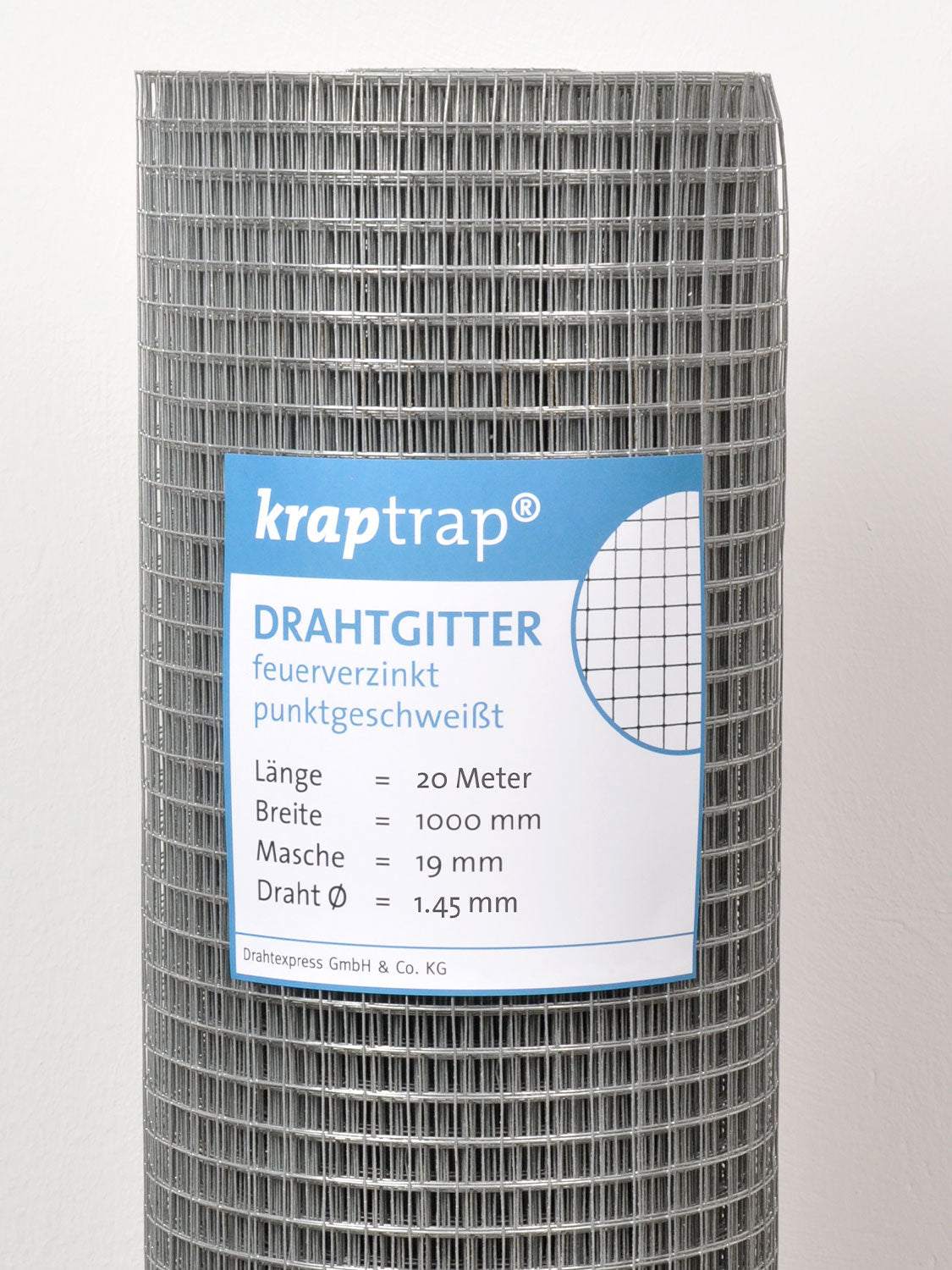Drahtexpress Volierendraht Drahtgitter 19x19mm 1,45mm 20m