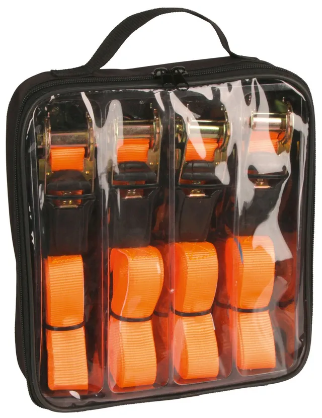 KERBL Zurren & Heben Zurrgurtset 25mm x 5m orange 4er-Pack