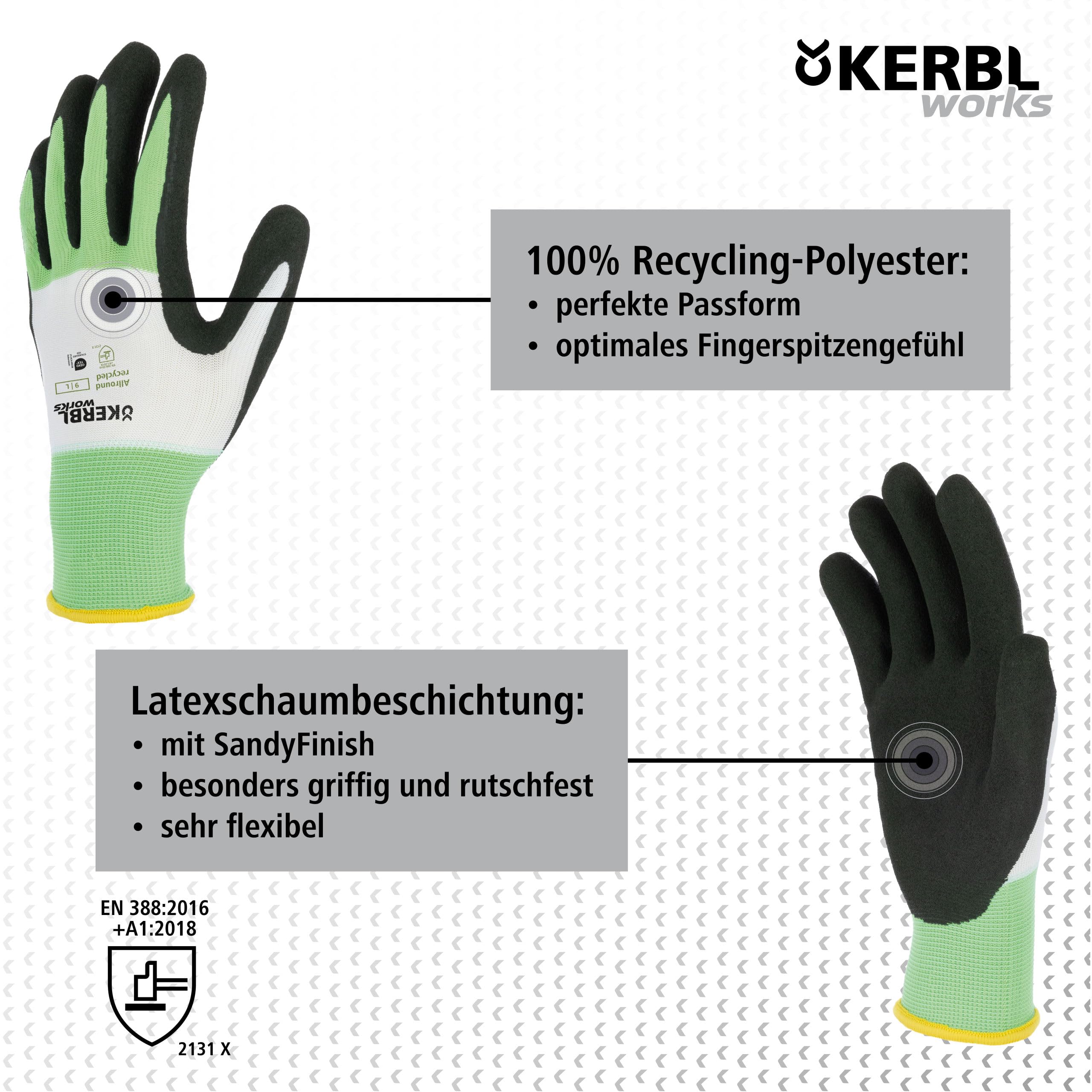 KERBL works Allround Recycled Arbeitshandschuh 8/M