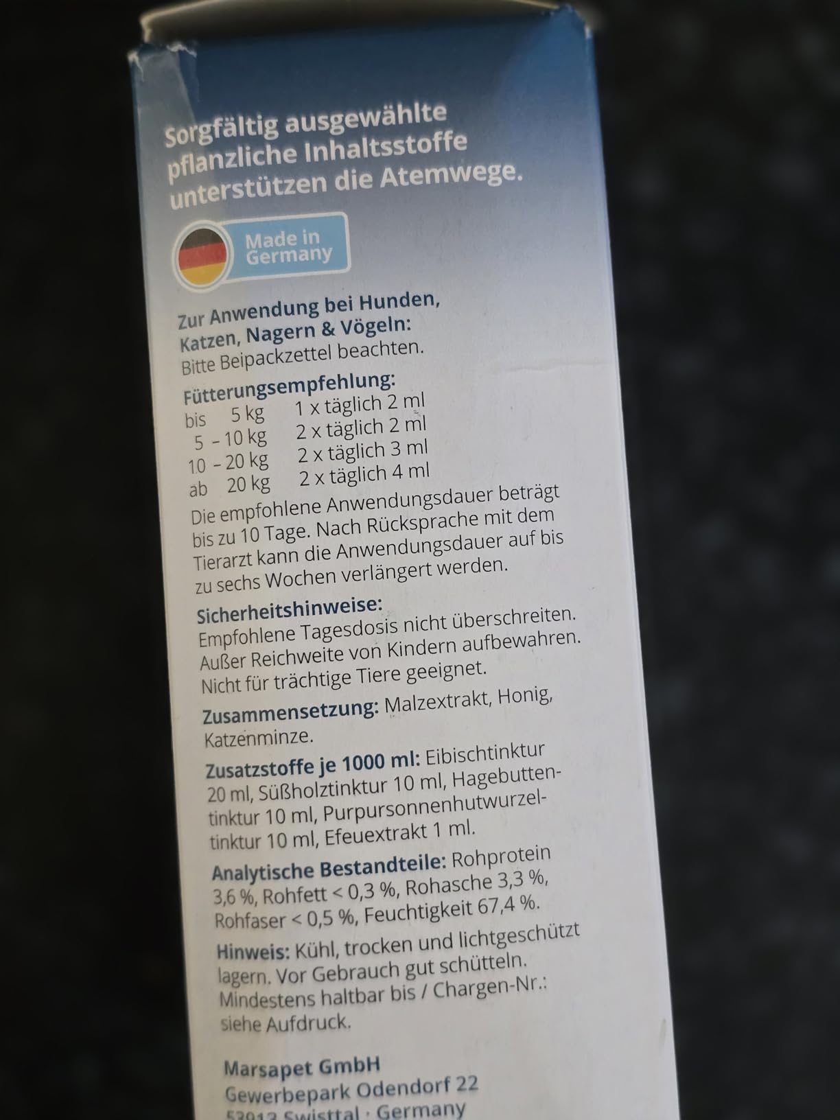 Marsavet Tropfen Bronchio Plus Atemwegs-Tropfen Hund Katze 100 ml