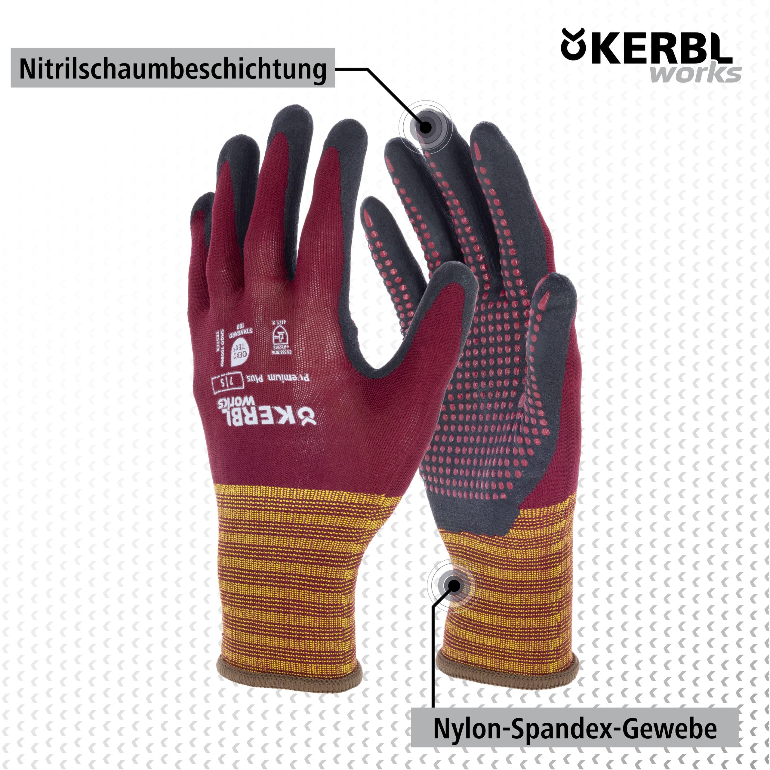 KERBL works Premium Plus Arbeitshandschuhe 8/M Nitril Noppen