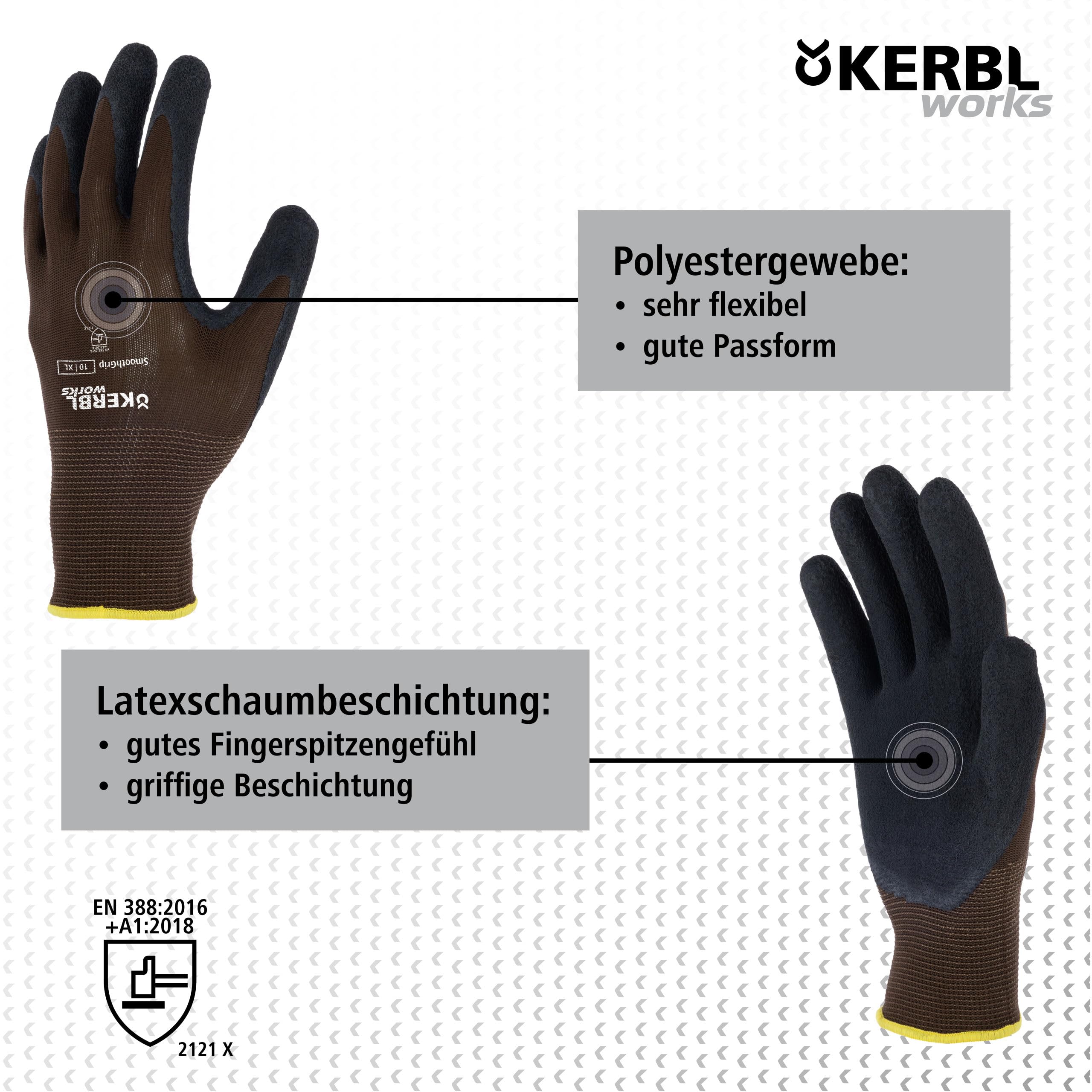 KERBL works SmoothGrip Arbeitshandschuhe Gr. 8/M Latex