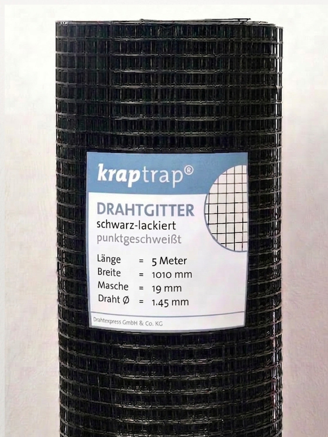 KrapTrap Volierendraht Drahtgitter 19x19 mm 20m schwarz