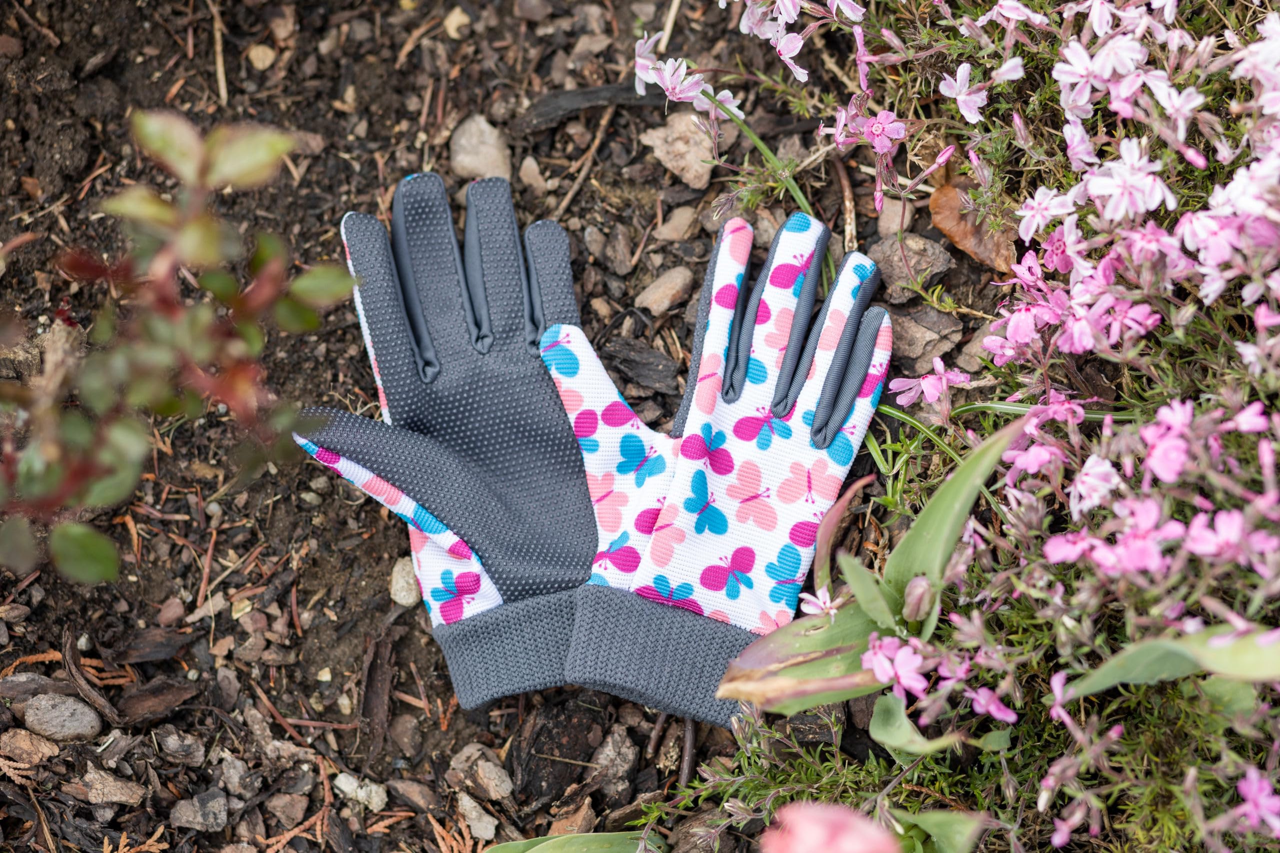 KERBL works Joy Kinderhandschuh 6-8 Jahre Schmetterlinge Garten