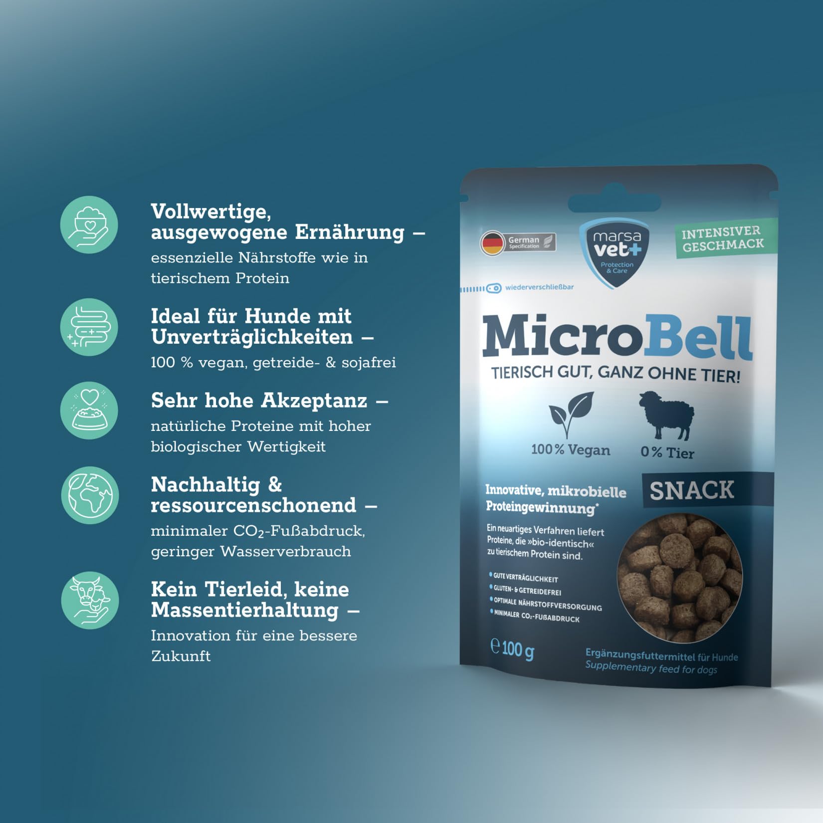Marsavet MicroBell Snack 100 g vegan hypoallergen getreidefrei