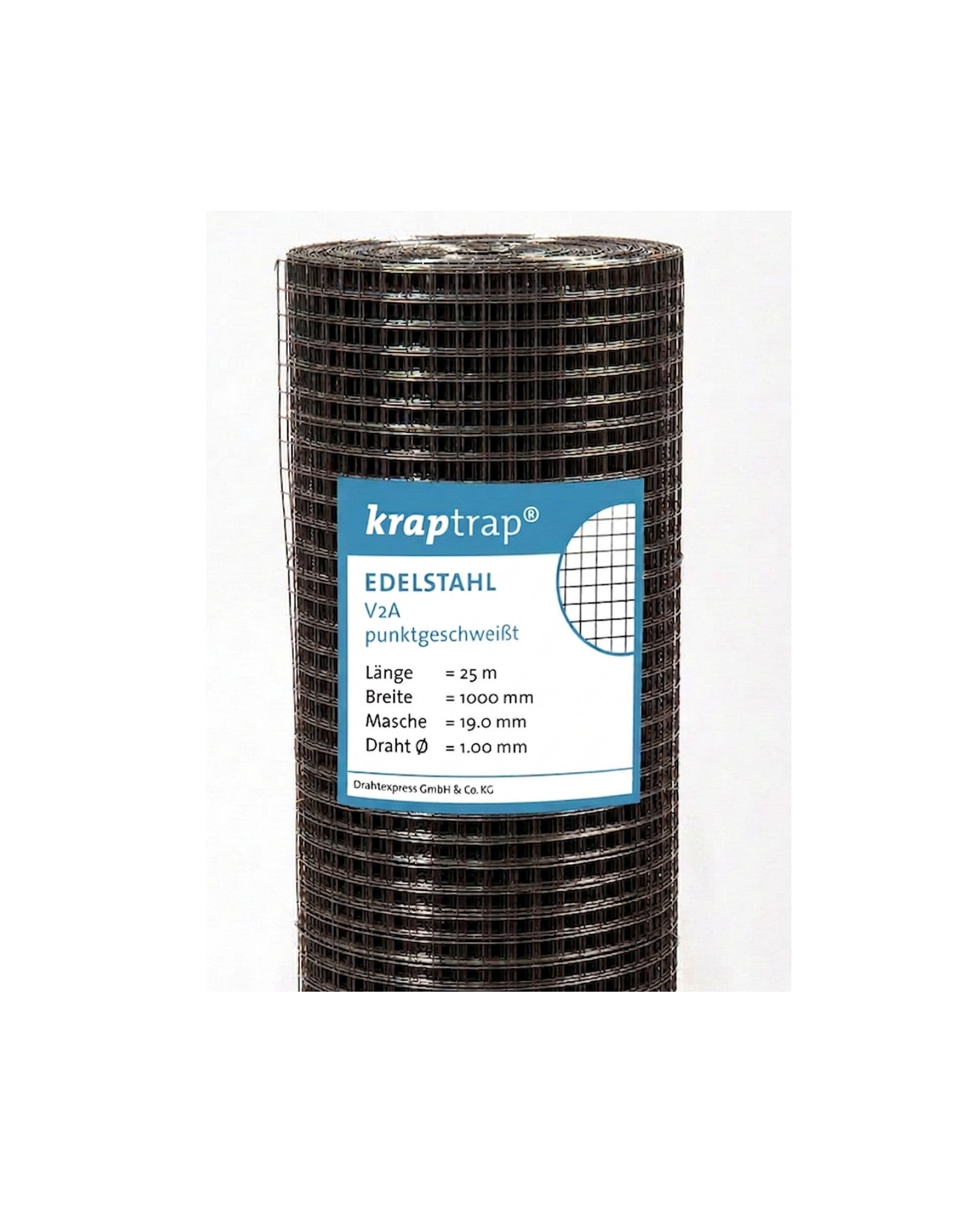 Drahtexpress Volierendraht 19mm Edelstahl schwarz 25m RAL9005