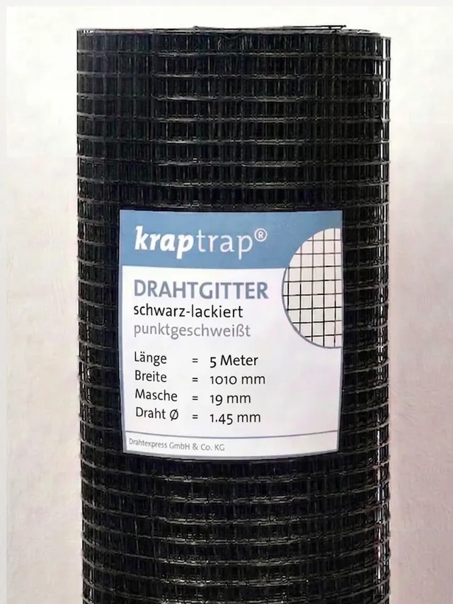 KrapTrap Volierendraht Drahtgitter 19x19 mm 20m schwarz