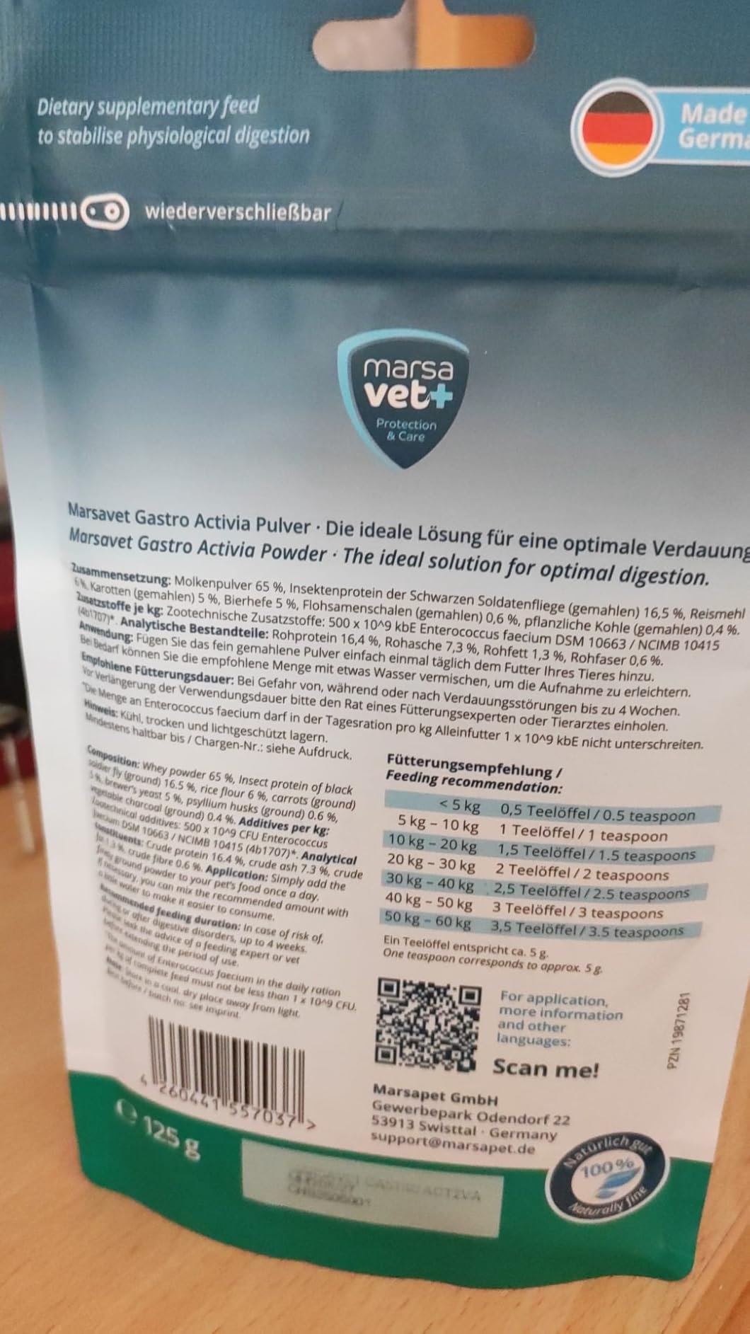 Marsavet Gastro Activia Pulver 125g Probiotika Verdauung