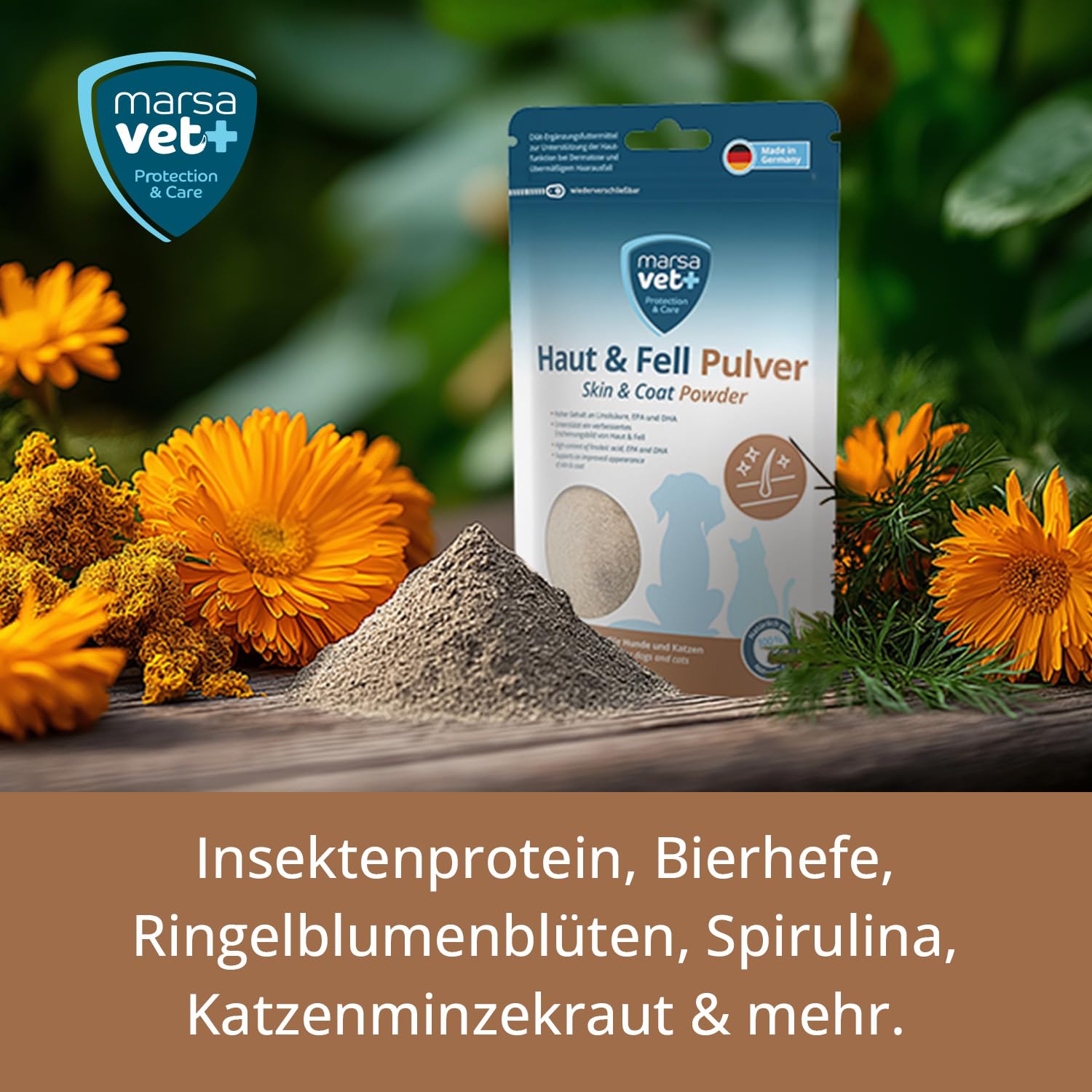 Marsavet Pulver Haut & Fell 125 g Hund Katze Bierhefe