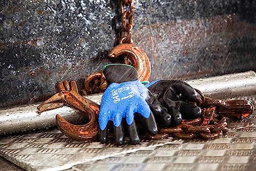 KERBL Agua Wasserdichte Handschuhe Blau-Schwarz Gr. 9/L