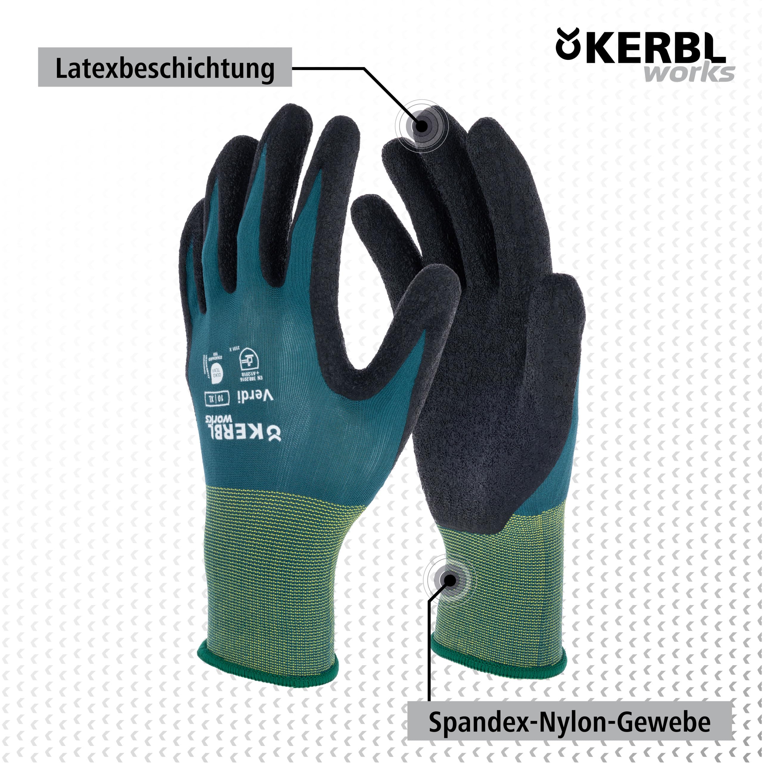 KERBL works Verdi Latexhandschuh Gr. 9/L Crinkle-Finish