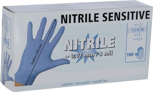 KERBL works Nitril Sensitive Einweghandschuhe 100 Stück blau