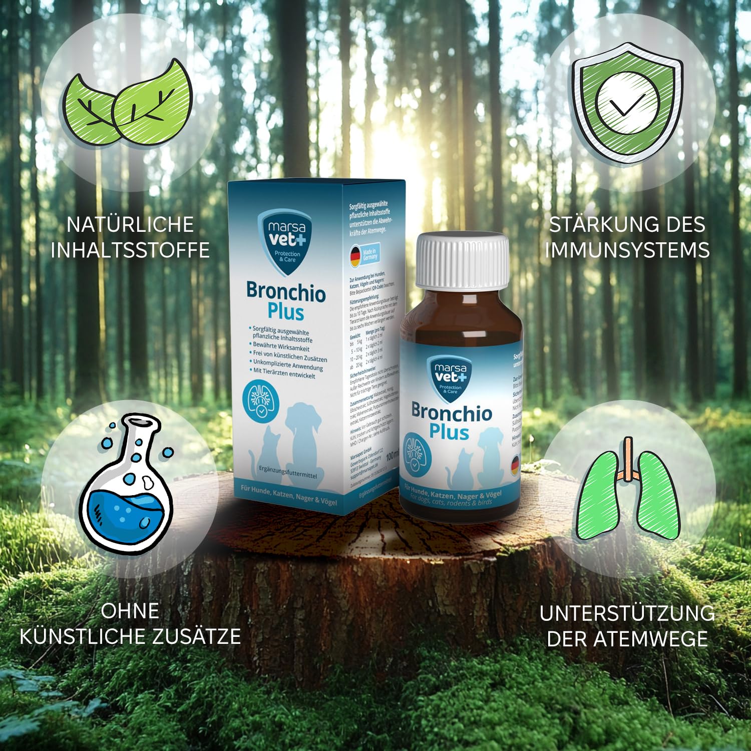 Marsavet Tropfen Bronchio Plus Atemwegs-Tropfen Hund Katze 100 ml