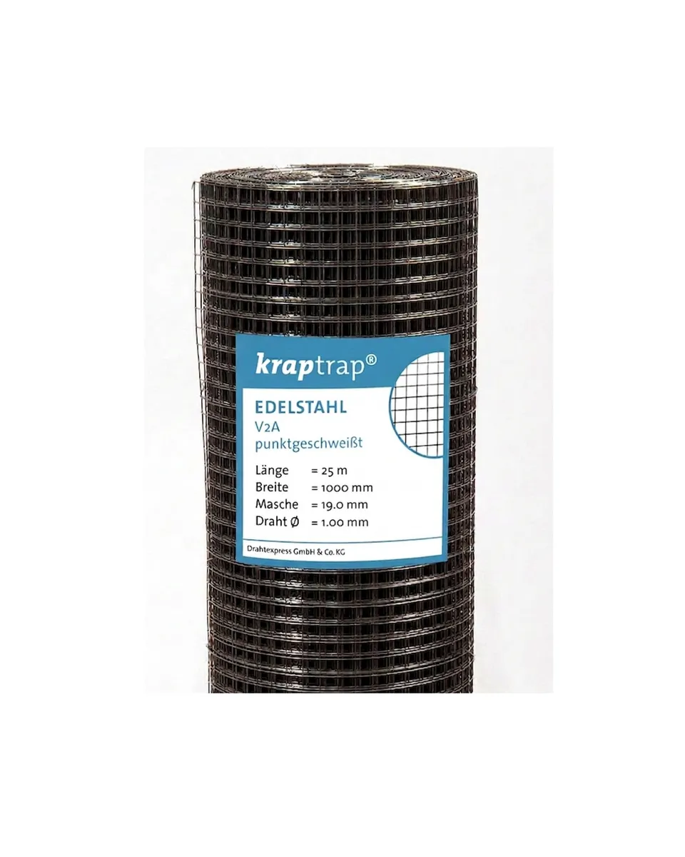 Drahtexpress Volierendraht 19mm Edelstahl schwarz 25m RAL9005