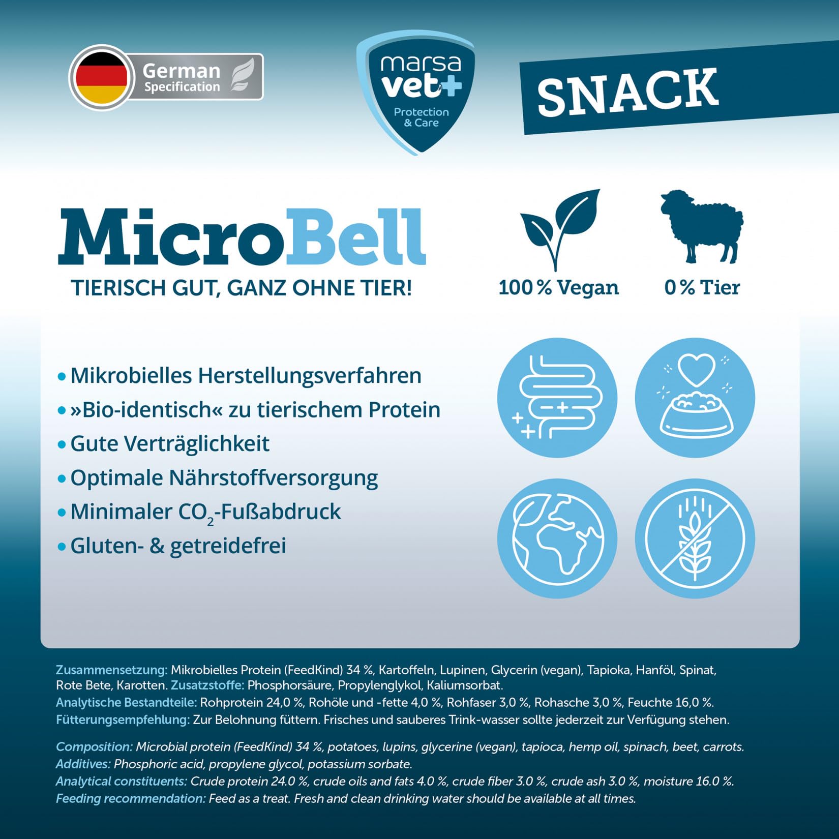 Marsavet MicroBell Snack 100 g vegan hypoallergen getreidefrei