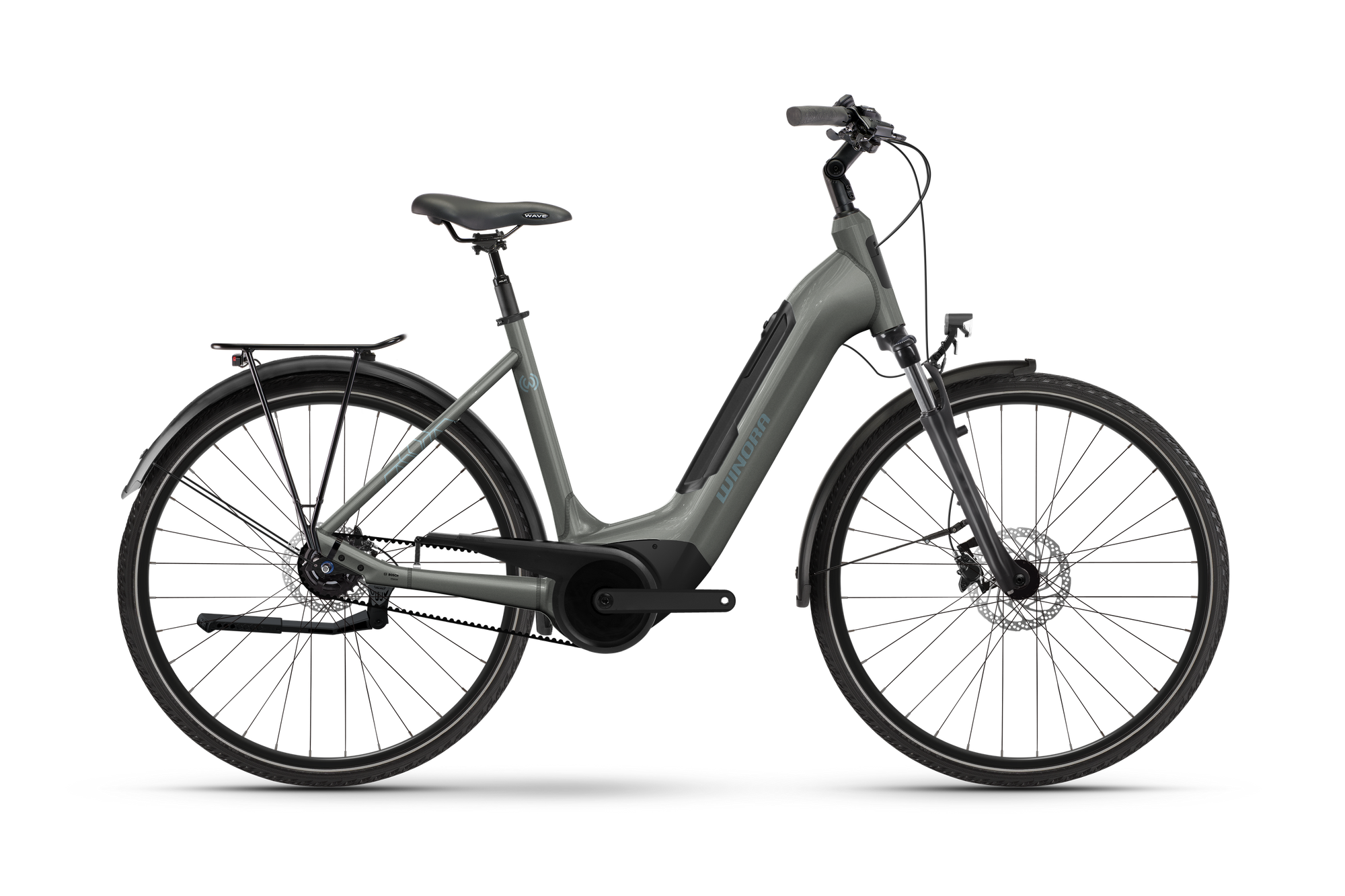 Winora Tria R8 City E-Bike steeple grey Riemen 8-Gang