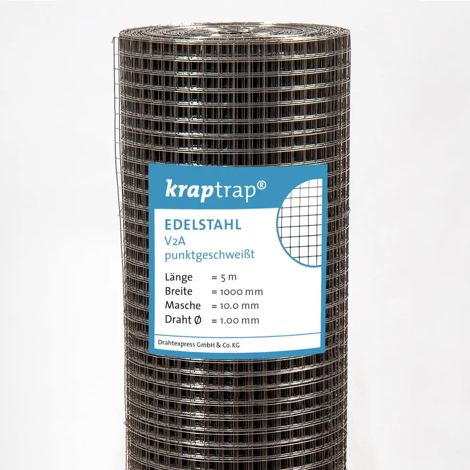 Drahtexpress Kraptrap Drahtgitter V2A 10x10mm Volierendraht 25m