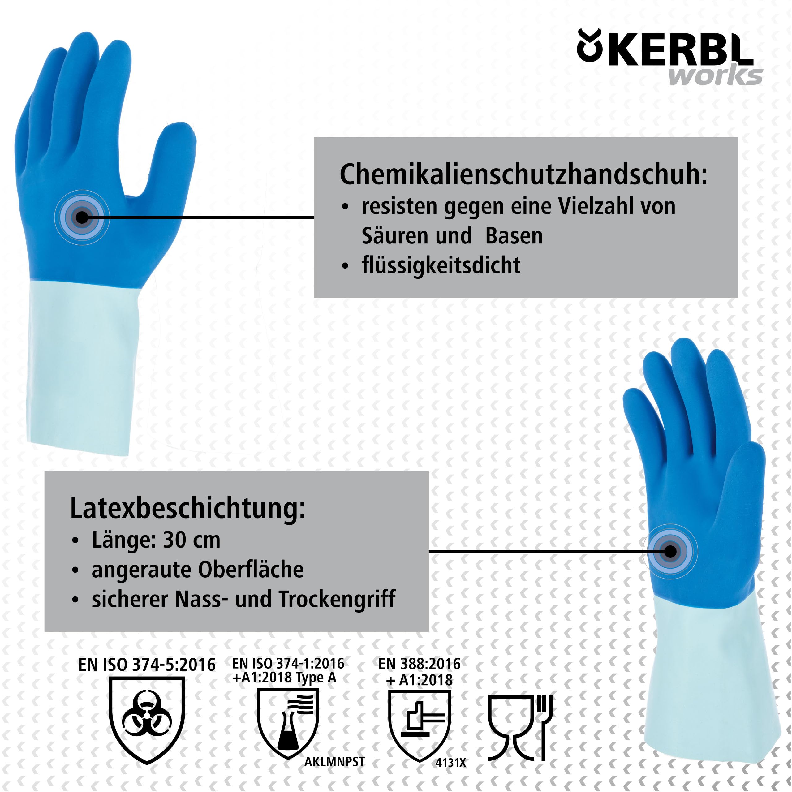 KERBL Fletex 297257 Fliesenlegerhandschuh Blau Gr.9
