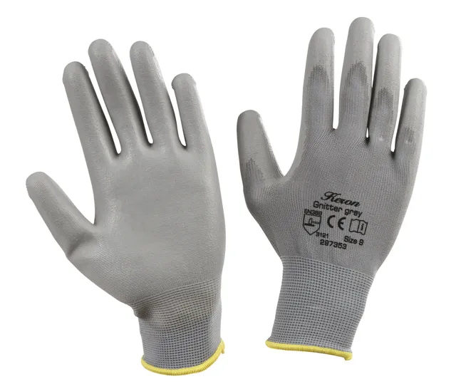 KERBL works Gnitter grey 297353 Feinstrickhandschuh Gr. 9 PU
