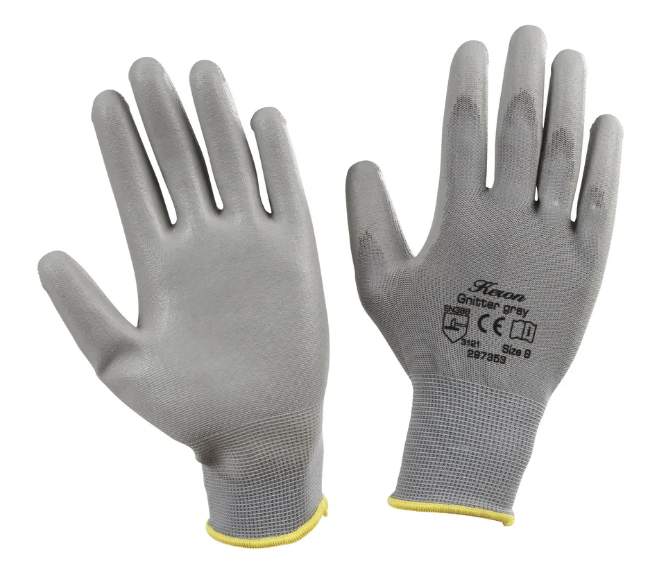 KERBL works Gnitter grey 297353 Feinstrickhandschuh Gr. 9 PU