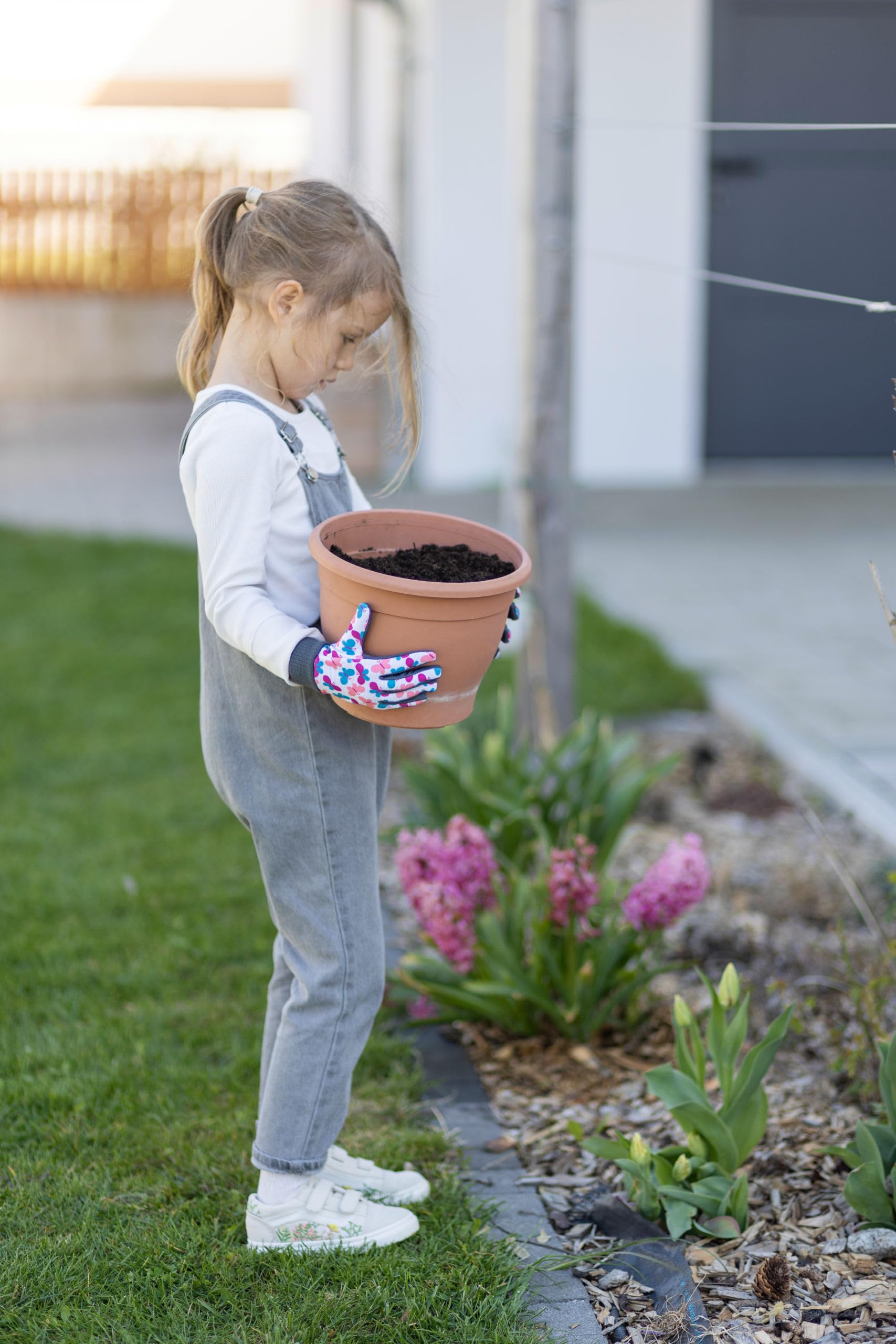 KERBL works Joy Kinderhandschuh 6-8 Jahre Schmetterlinge Garten