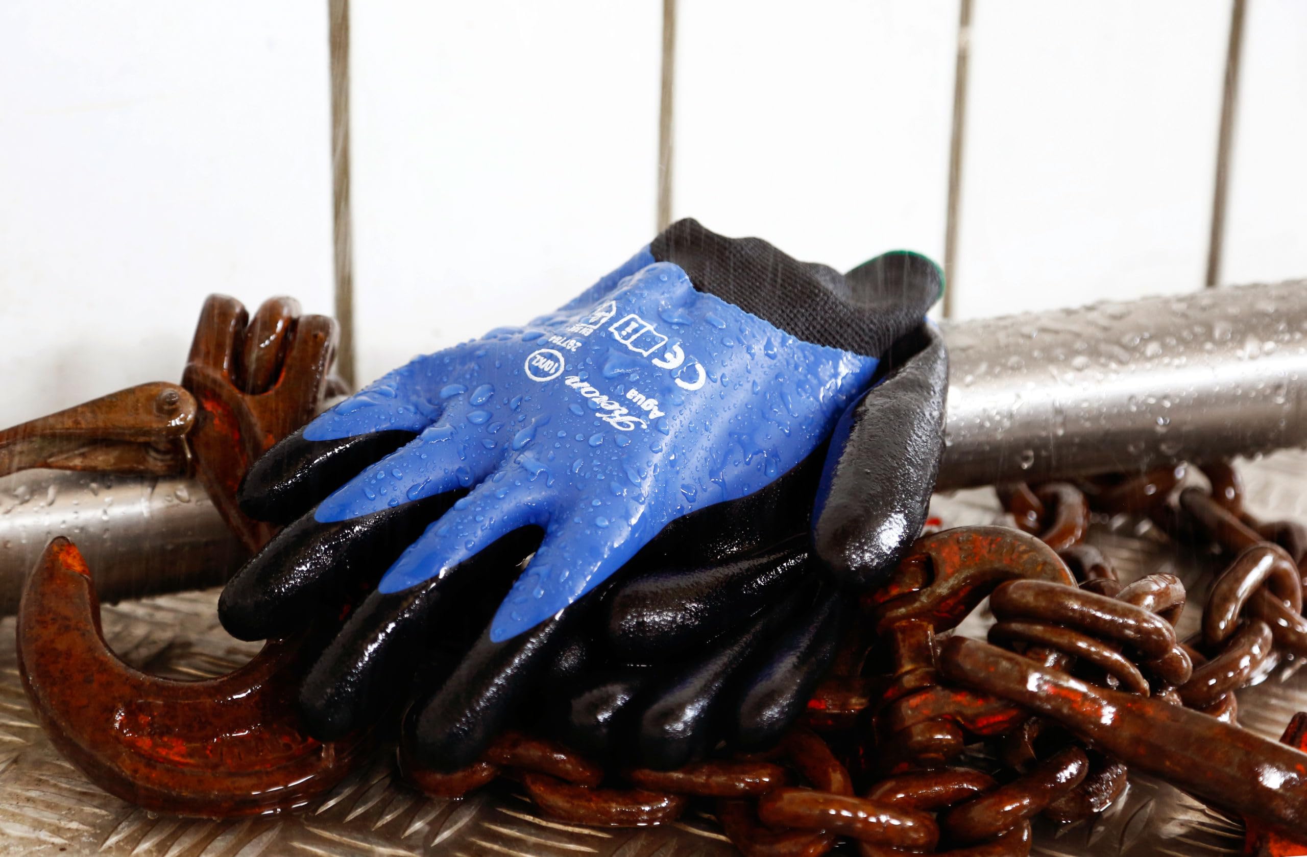 KERBL Agua Wasserdichte Handschuhe Blau-Schwarz Gr. 9/L