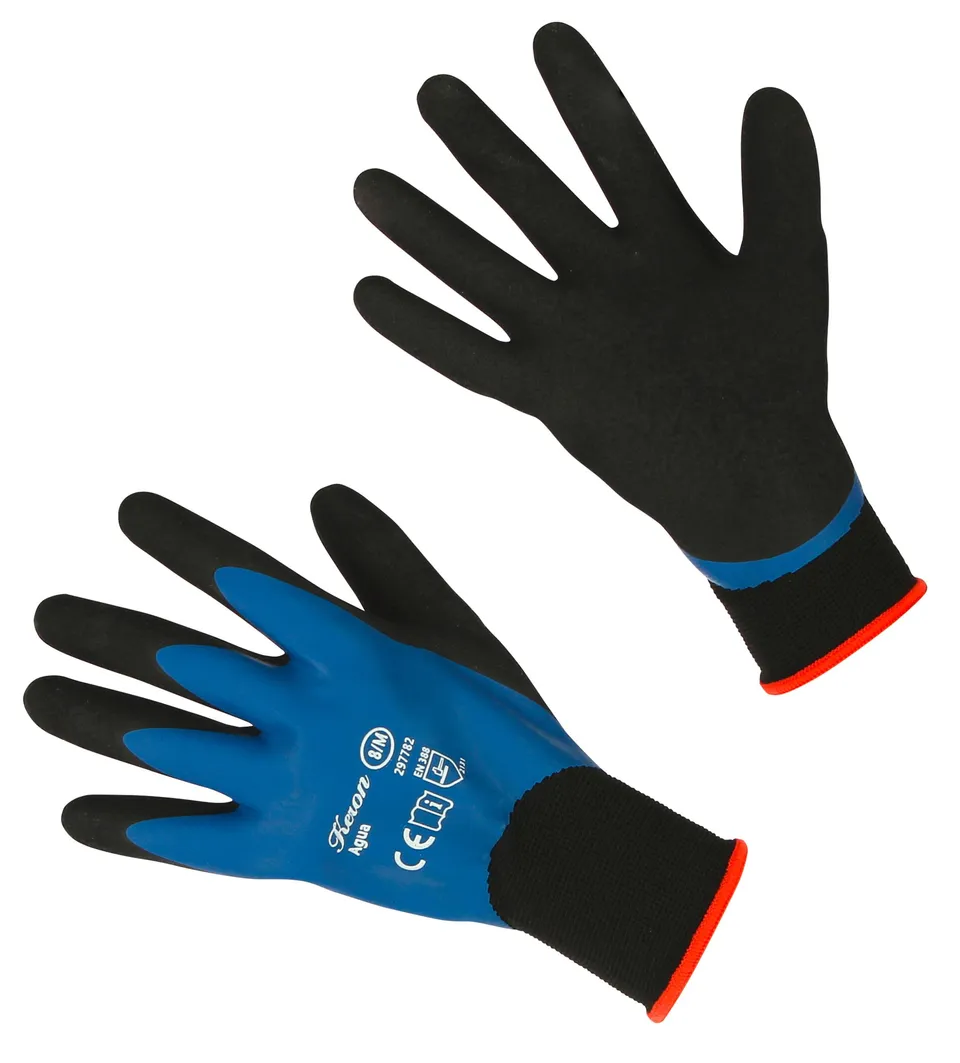 KERBL Agua Wasserdichte Handschuhe Blau-Schwarz Gr. 9/L