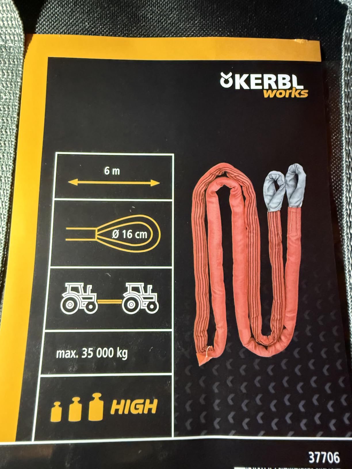 KERBL works Abschleppschlinge rot 6 m 35 Tonnen